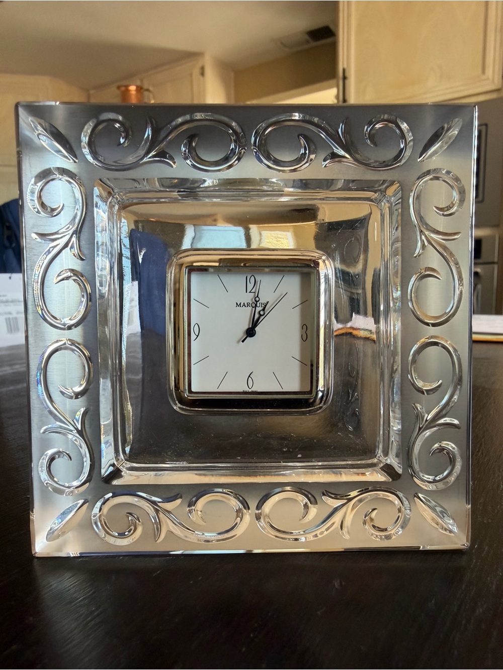 Marquise Silver Scroll Accent Clock